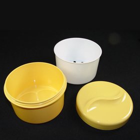 Prothesenbeh&auml;lter Zahnspangendose mit Siebeinsatz und Deckel gelb