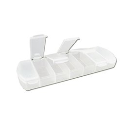 Pillendose Tablettenbox "Seven Days" f&uuml;r 7 Tage in milchig-transparent - deutsche Wochentage