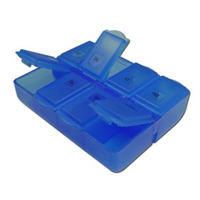Tablettendose Pillendose f&uuml;r 1 Woche blau deutsch - 8 F&auml;cher